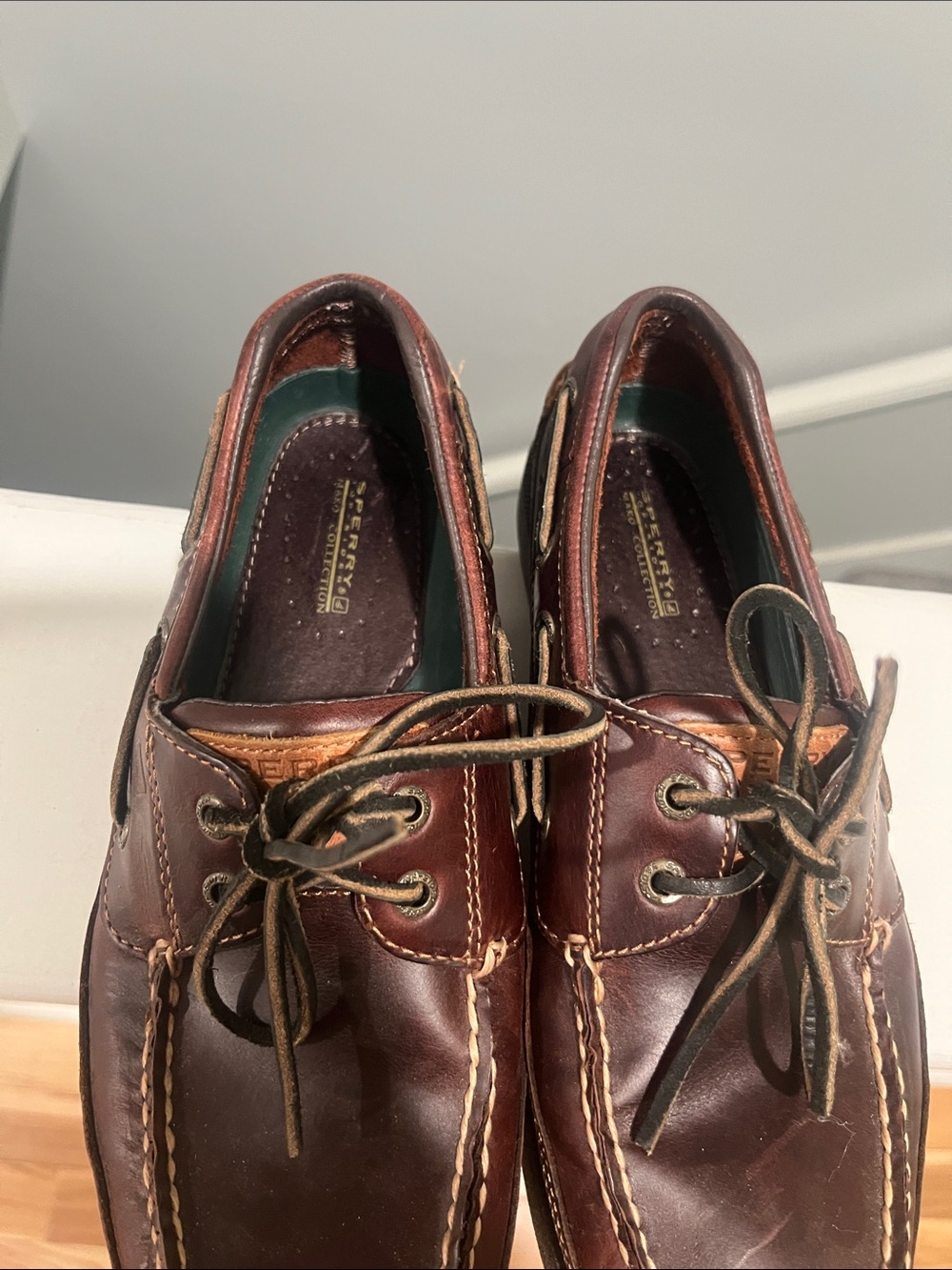 Sperry Dark Brown Leather Lace-Up Boat Shoes Mens 8.5 8 1/2 - Picture 9 of 13